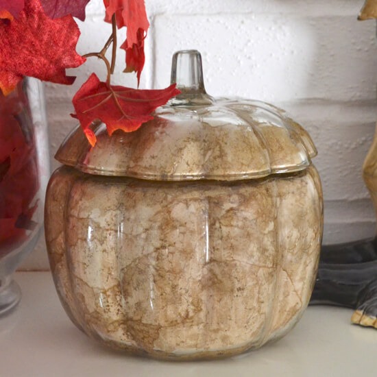 Fall Decor, Craft Paper Decoupage Glass Pumpkin Tutorial