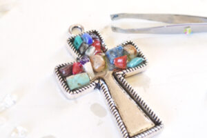 Natural Stone Filled Bezel Cross Pendant Tutorial