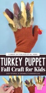 Looking for a fun Thanksgiving craft to keep the kids busy this fall? This simple, no-sew feathered turkey puppet glove will keep the kids entertained!