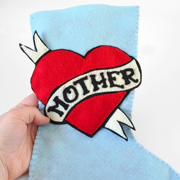 Vintage Mother Felt Stocking Pattern for Tattooed Martha by www.dreamalittlebigger.com