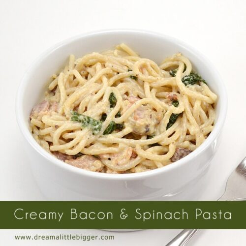 Creamy Bacon and Spinach Pasta ⋆ Dream a Little Bigger