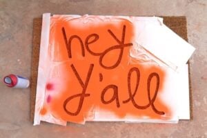 You can make a custom text door mat to say absolutely anything. Hey y'all! So neat!
