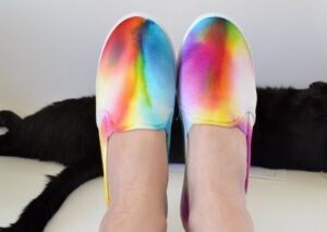 How your rainbow sneakers end up is completely to chance. No two pairs will look the same!