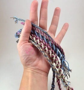 Add color to your wrist with easy Kumihimo hemp bracelets.
