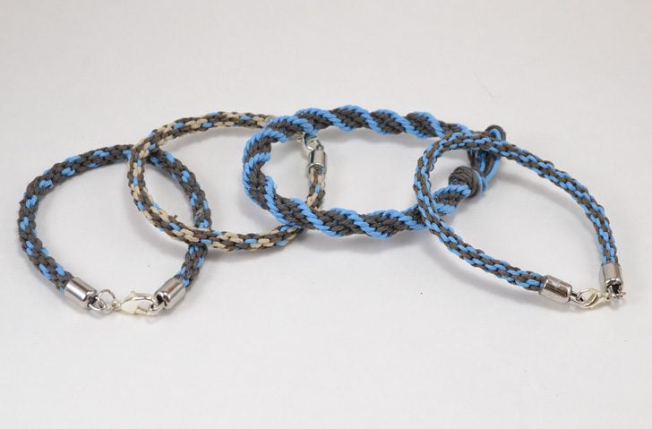 Add color to your wrist with easy Kumihimo hemp bracelets.