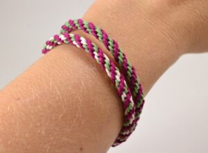 Add color to your wrist with easy Kumihimo hemp bracelets.