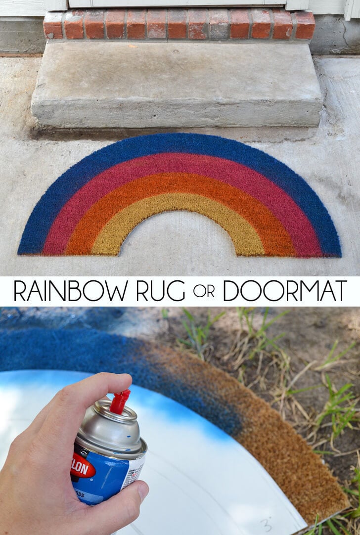 This rainbow rug makes a perfect doormat. It's SO CUTE!