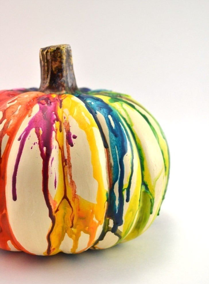 Who says Halloween has to be black and orange? These rainbow melted crayon pumpkins are so pretty. Perfect for the season!