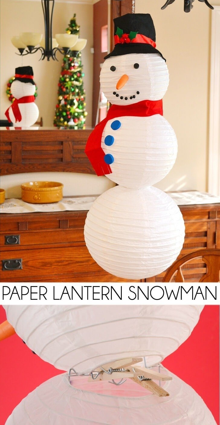 No snow? No problem! Make the cutest paper lantern snowman!