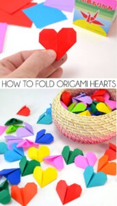 It's so simple to fold these pretty origami hearts. You can use them for garland or banners or give 1 for each day you've been with your sweetie (that's what I did! 100 for 100 days :)