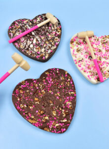 You can make these adorable chocolate bark hearts with little money and effort. Such a cute way to say "I'd be nuts to break your heart!"