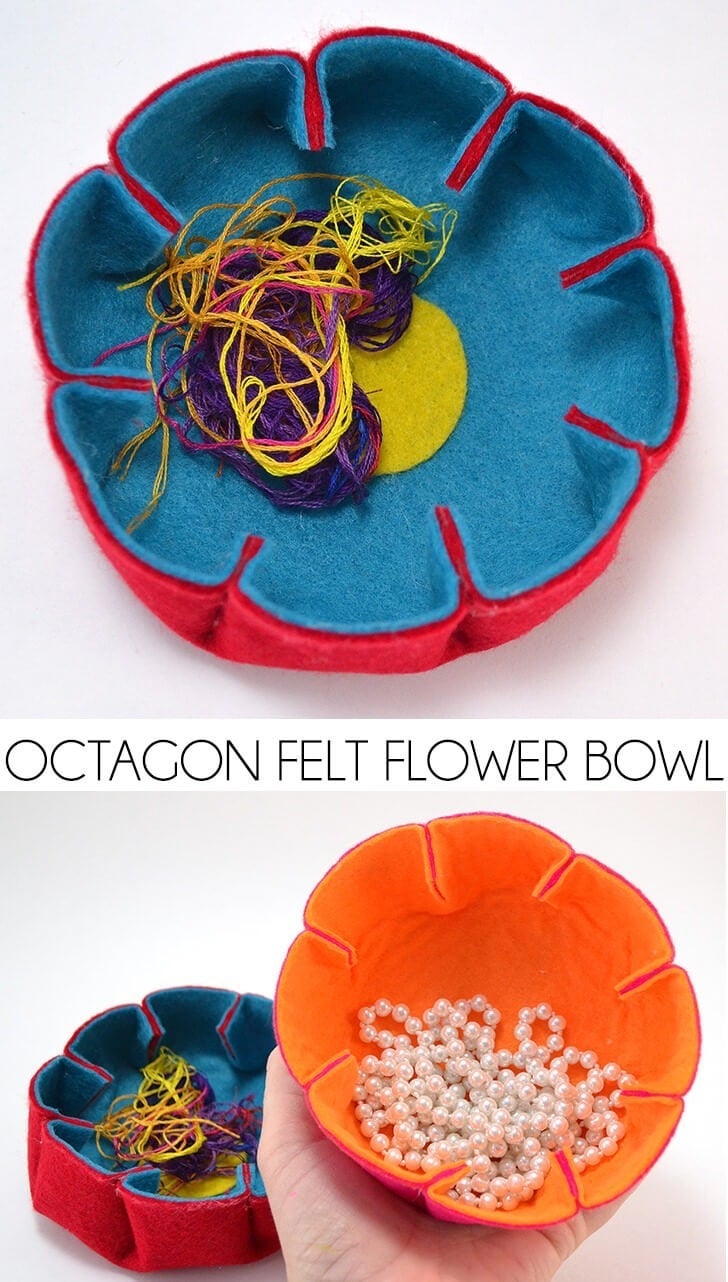 You can make these cute little felt flower bowls with just felt and glue!