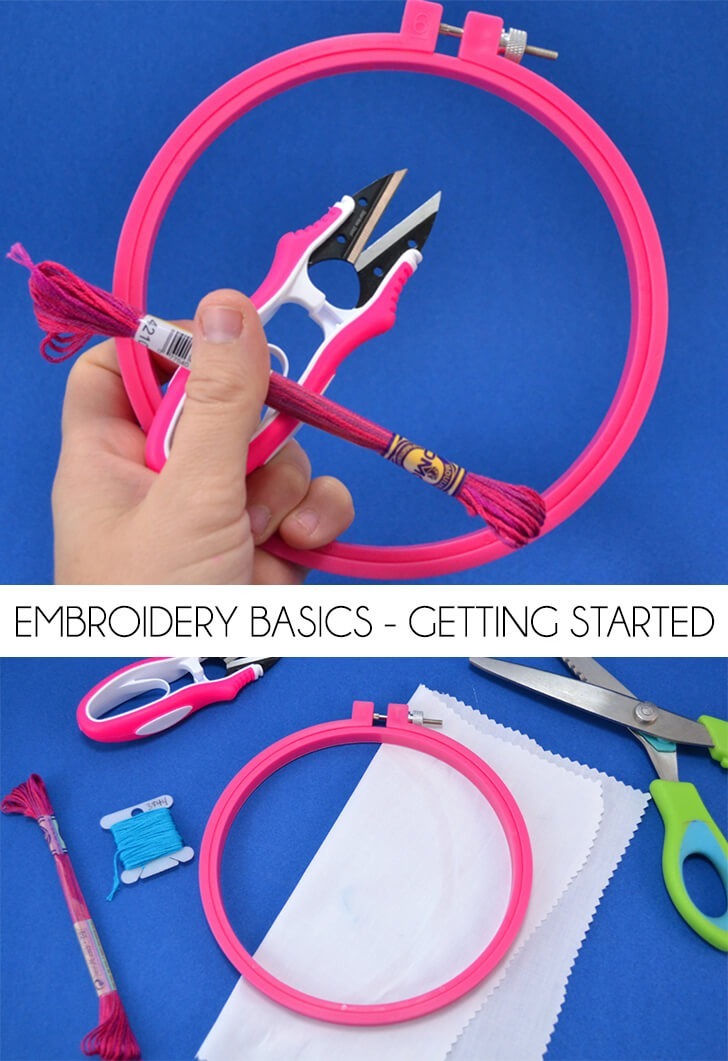 Get the basic knowledge you need to get started with embroidery. From supplies you'll need to the basic back stitch all of the embroidery basics are here!
