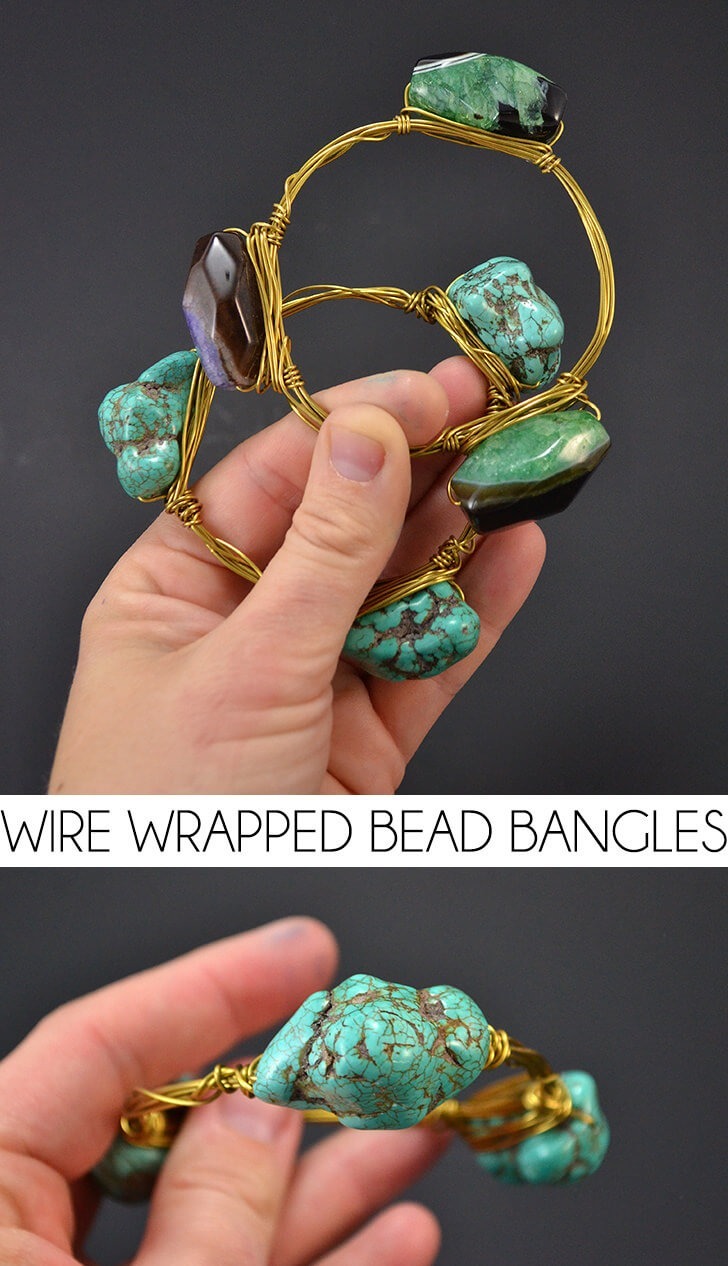 These wire wrapped bangles make your pretty beads take center stage. They stack so prettily and are really easy to make!