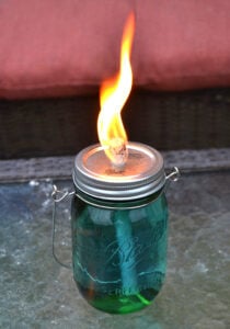 I am in love with these mason jar citronella torches. So easy and so inexpensive for so much charm!
