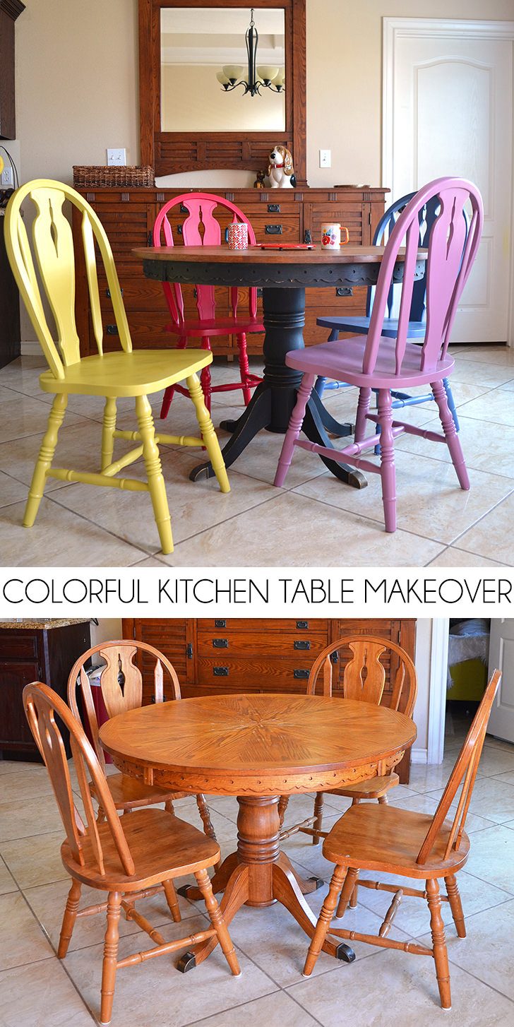 Colorful Kitchen Table Makeover Dream A Little Bigger