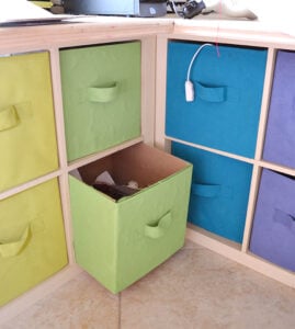 Check out all of this storage in this craft room makeover. And it's so lovely and colorful!