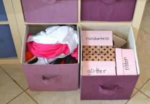 Check out all of this storage in this craft room makeover. And it's so lovely and colorful!