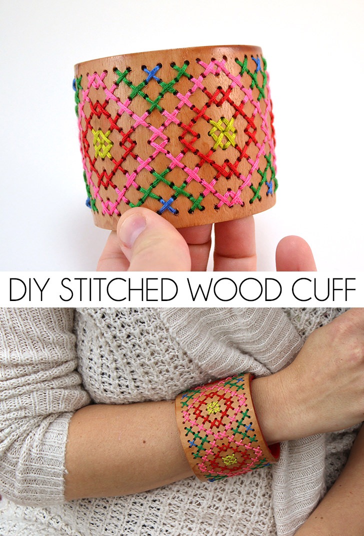An everyday wood cuff gets an amazing makeover. This DIY stitched wood cuff is a fashion statement you can be proud of!