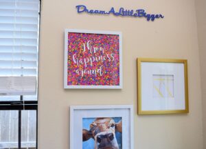 Make confetti wall art to inspire you to be happy or kind! I love this colorful reminder :)