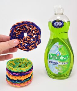 These crochet dish scrubbers have cotton for added fullness. These are the best little scrubbers you'll ever hook up!