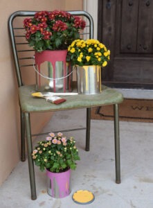 How cute is this? Add fall color to your decor with these simple flowering paint cans. So creative!