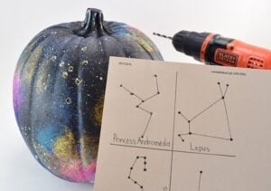 Make a galaxy pumpkin and have one truly out of this world jack-o-lantern!
