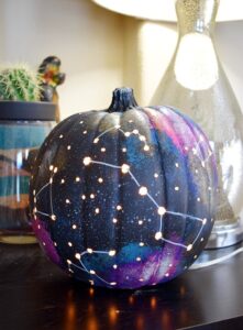 Make a galaxy pumpkin and have one truly out of this world jack-o-lantern!