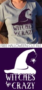 Get the witches be crazy free cut file to make your own Halloween shirts. This is so cute!