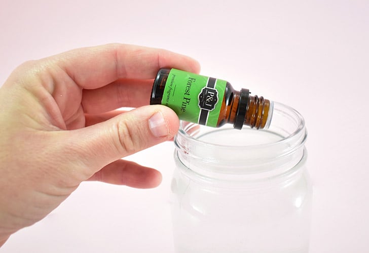Add 10-30 drops of essential or fragrance oil to the water.