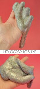 Can you believe it? Holographic slime is so fun and sort of space age - the kids'll love it! If only the pictures did it justice!