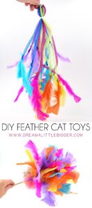 If your kitty loves feathers, and what cat doesn't, she's going to LOVE these DIY feather toys you can make from her. So much sturdier than store bought and cats love homemade!