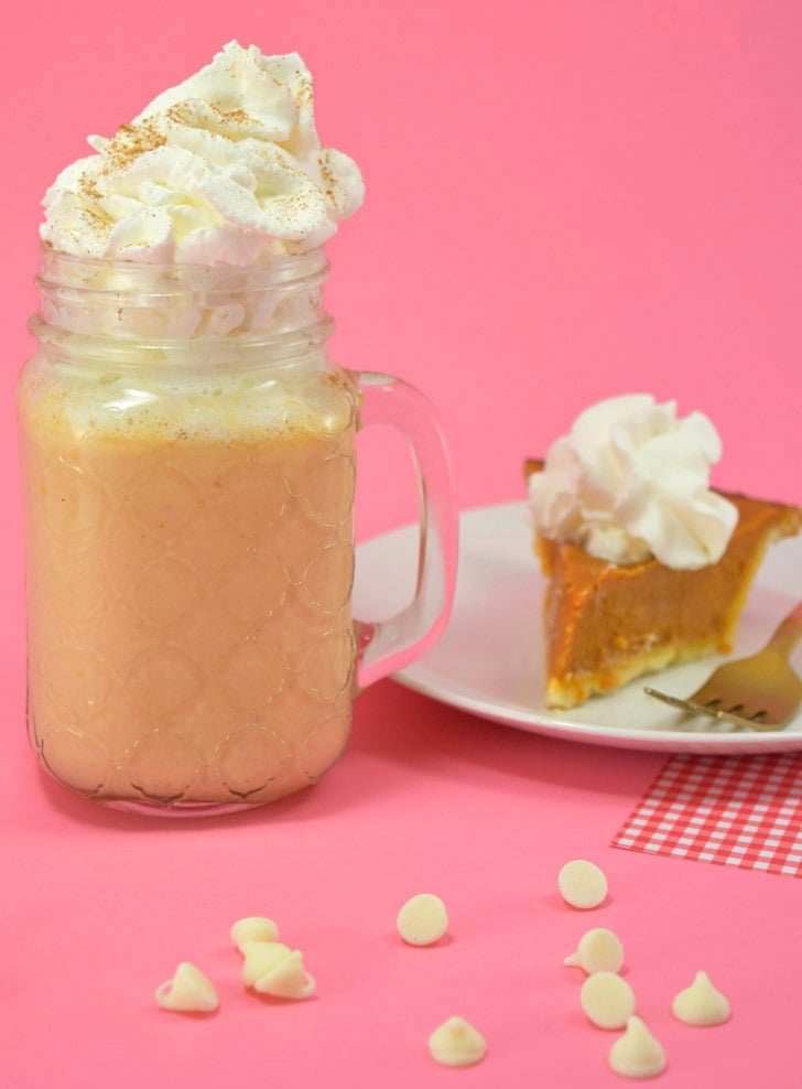 This pumpkin pie white hot chocolate really does taste like a piece of hot pumpkin pie! Make it in minutes from scratch... soooo good!