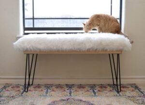 Don't you just love furry things? This DIY furry bench has hairpin legs and is totally afforable to make. See the full tutorial to learn how!