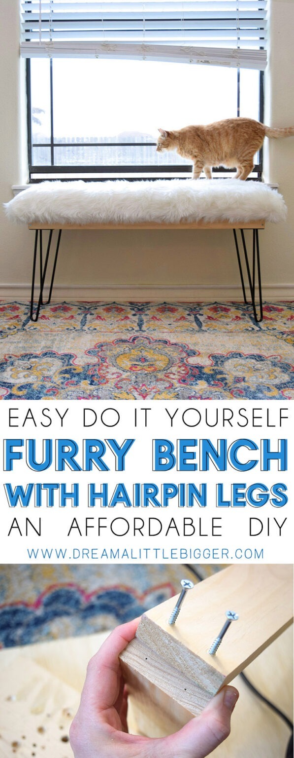 DIY Affordable Furry Bench with Hairpin Legs ⋆ Dream a Little Bigger