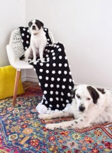 You only need to know basic crochet stitches to hook up this gorgeously girly ruffled edge polka dot crochet afghan that is easy enough for beginners!