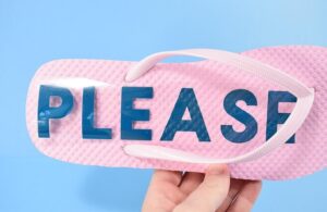 Dollar bin flip flops are so easy to personalize with a little HTV. Monograms, cheeky sayings, images, there are no rules to making your sandals uniquely you!