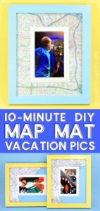 Learn how to mat vacation photos with a map of the location of your trip. It's a quick and inexpensive DIY to personalize those holiday snaps!