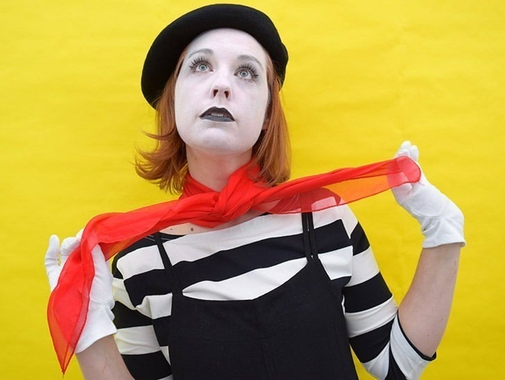 This DIY mime costume is super simple and uses items you probably already have in your closet! It's great for last minute and totally work appropriate!