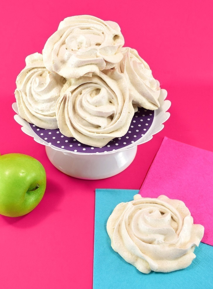 Naturally gluten-free, these light and crisp apple cinnamon meringue cookies are a great sweet treat and a lot of fun to whip up!