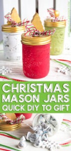 I just LOVE these adorable Christmas jars to gift this year. Fill them with candy and they're such an adorable and inexpensive gift for my neighbors and co-workers!