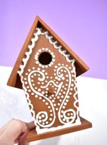 This is genius! these faux gingerbread birdhouses are cute, glittery and can be stored and pulled out for my Christmas decor next year!