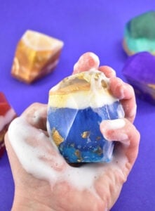 Gorgeous DIY crystal gemstone soaps only look difficult to make, but with an easy tutorial, even the beginner can make gorgeous rock soaps sure to impress!