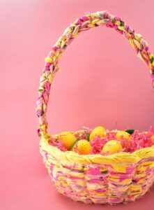Ever wanted to make an Easter basket from scratch? This DIY woven Easter basket is gorgeous, not too difficult to make and can be made in YOUR PERFECT colors!