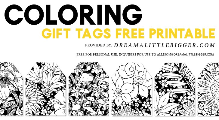 Grab these fabulous free floral gift tags to color and adorn your hand wrapped gifts. So simple but adds so much personality!