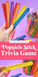 Make a super fun and easy DIY popsicle stick trivia game using whatever genres or categories you please! Plus it easily travels for fun on the go!