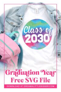 Looking for a cute first day of school shirt? Grab this FREE SVG file and you can make a graduation year shirt tee for every graduating class from 2020 to 2040!