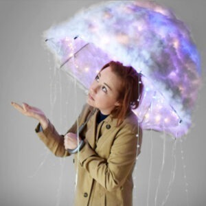 This DIY storm cloud costume is so fun for Halloween night, complete with flashing lightning!