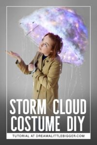 This DIY storm cloud costume is so fun for Halloween night, complete with flashing lightning!