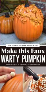 Make this faux warty pumpkin with easy to follow photo instruction. You won't believe how easy it is to turn a fake pumpkin into a knucklehead pumpkin!